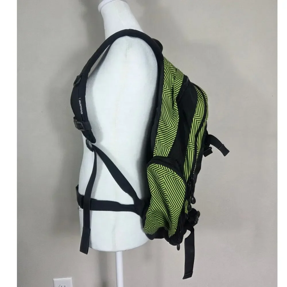Burton Vintage Snowboard Backpack Daypack Green & Black Purple Interior